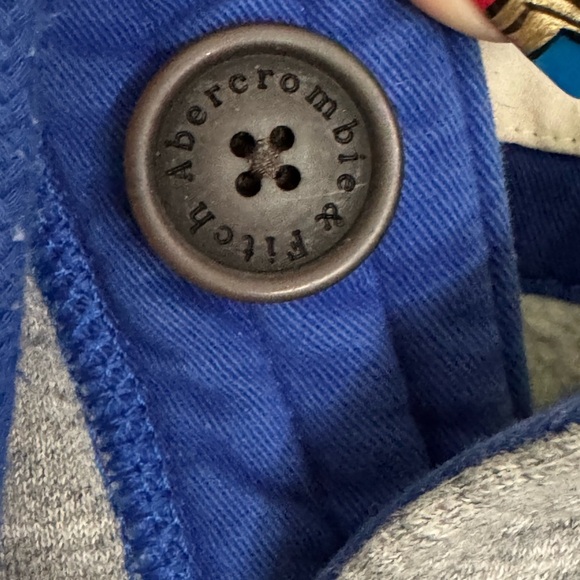 Abercrombie & Fitch Muscle Gray and Blue Hooded Sweatshirt - Picture 6 of 11